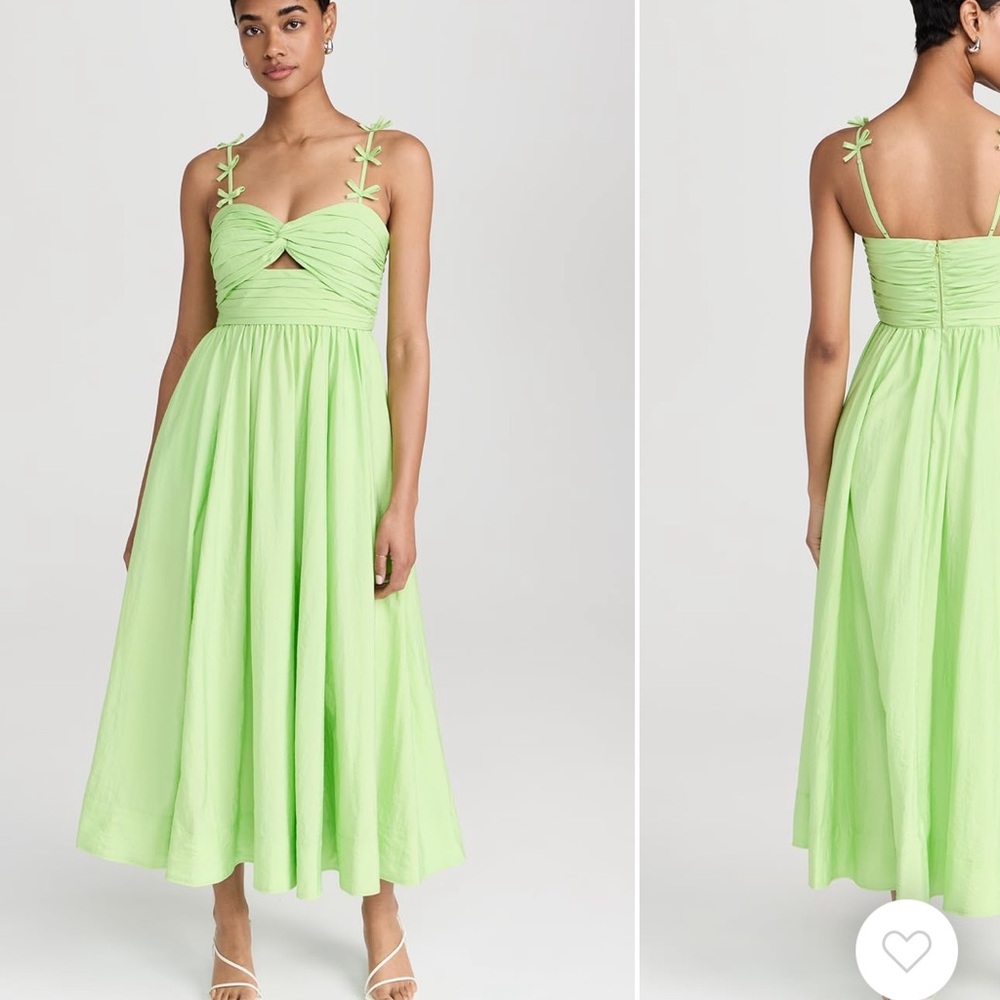 Cinq à Sept Lush Green Midi Dress bow